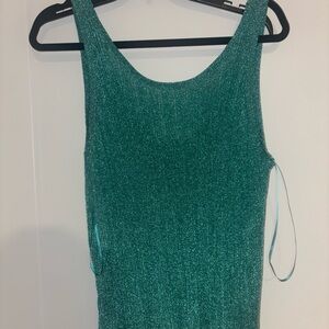House of Harlow Shimmering Metallic Turquoise Tank Top